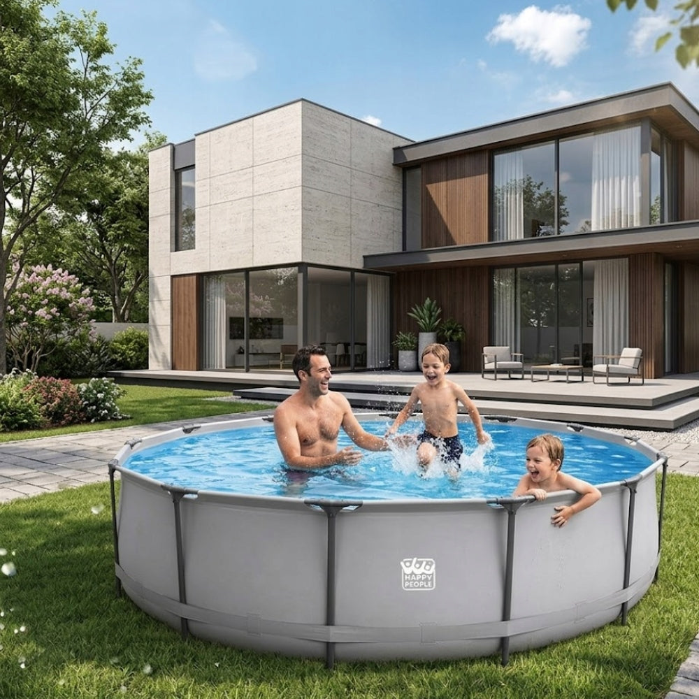GREAT POOL Happy People GARDEN Framed 540x122cm LADDER PUMP MAT Diameter 540 cm