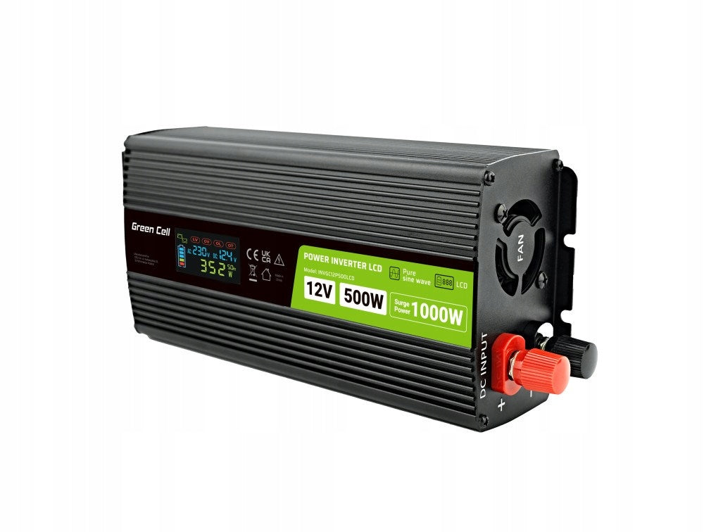 GREEN CELL LCD CONVERTER 12V 500W/1000W SINE