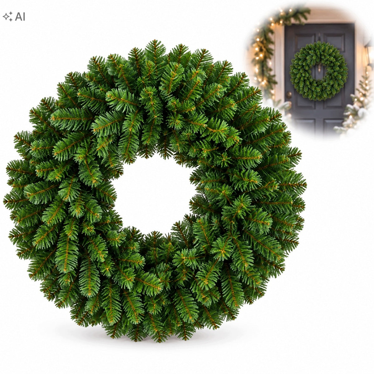 GREEN WREATH 40CM FOR DOOR CHRISTMAS DECORATION FOR HOME