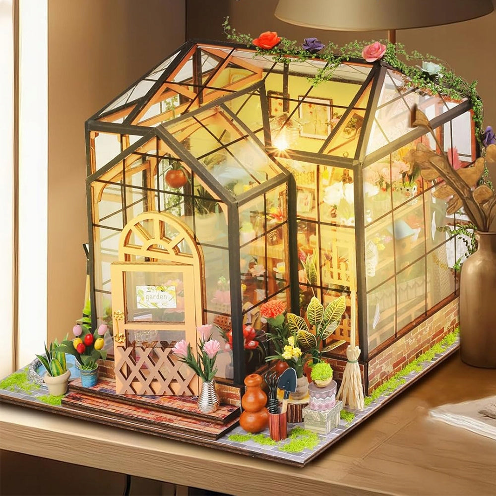 GREENHOUSE ASSEMBLY MODEL CREATIVE DIY SET WOODEN PUZZLE GIFT Brand Bedee