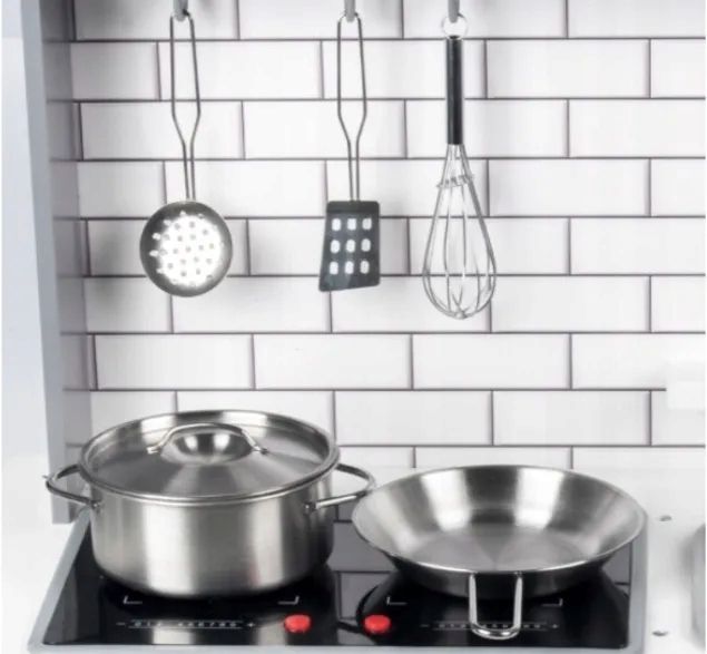 GREY LARGE KITCHEN LARGE WOODEN STOVE FOR CHILDREN FRIDGE + STOVE Brand Pan i Pani Gadżet