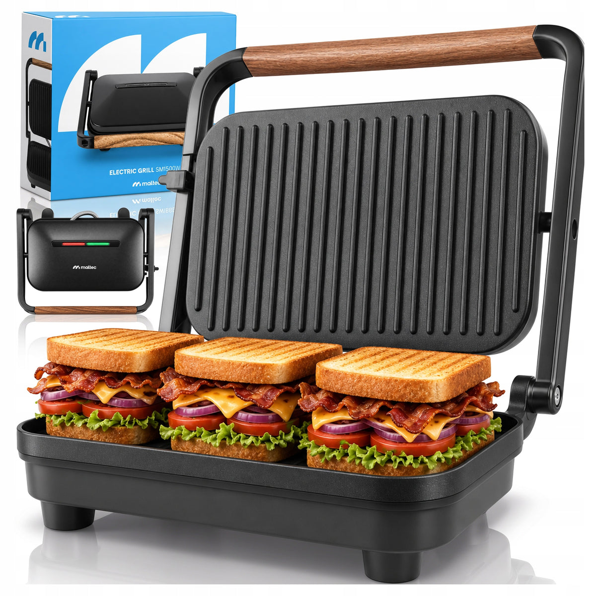 GRILL ELECTRIC SANDWICH TOASTER PANINI TOASTER FOLDING NON-STICK