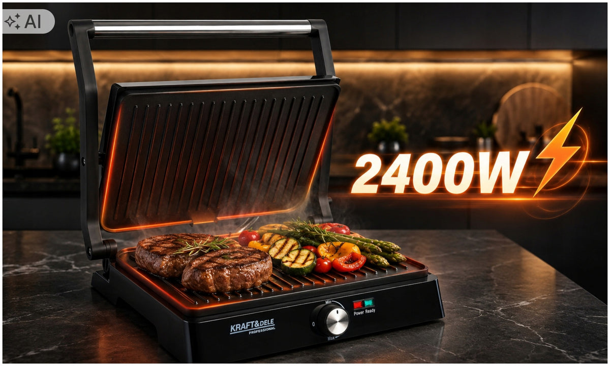 GRILL ELECTRIC TOASTER FOLDING TOASTER FOR PANINI SANDWICHES 2400W STRONG Packaging status original