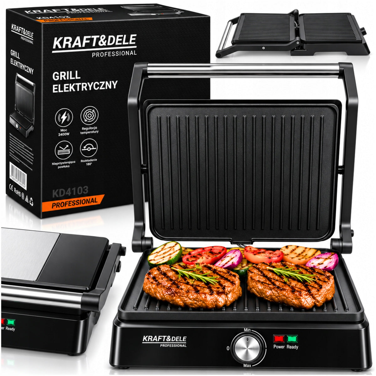 GRILL ELECTRIC TOASTER FOLDING TOASTER FOR PANINI SANDWICHES 2400W STRONG