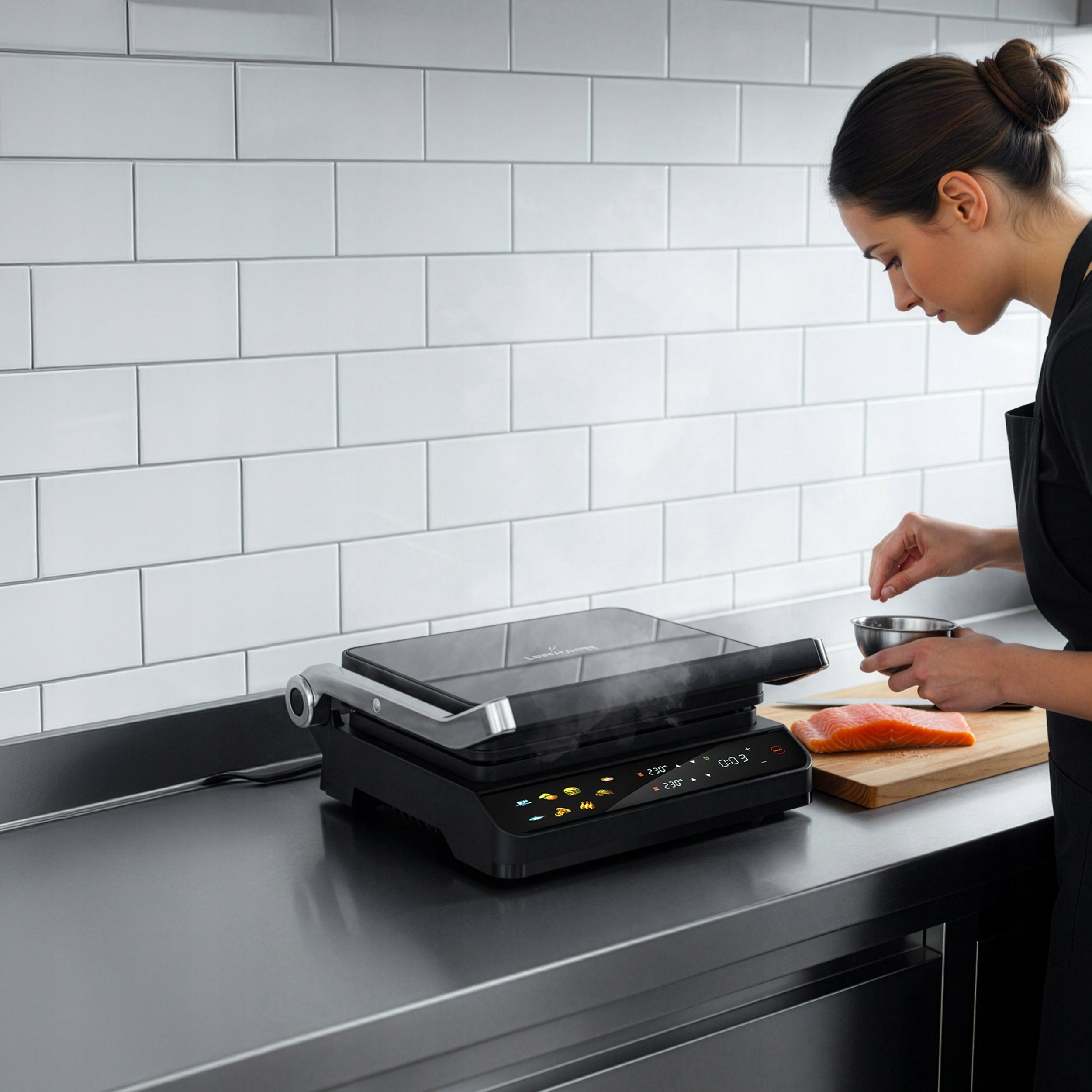 GRILL ELECTRIC TOASTER FOLDING TOASTER FOR SANDWICHES PANINI TIMER 2000W Brand Lehmann