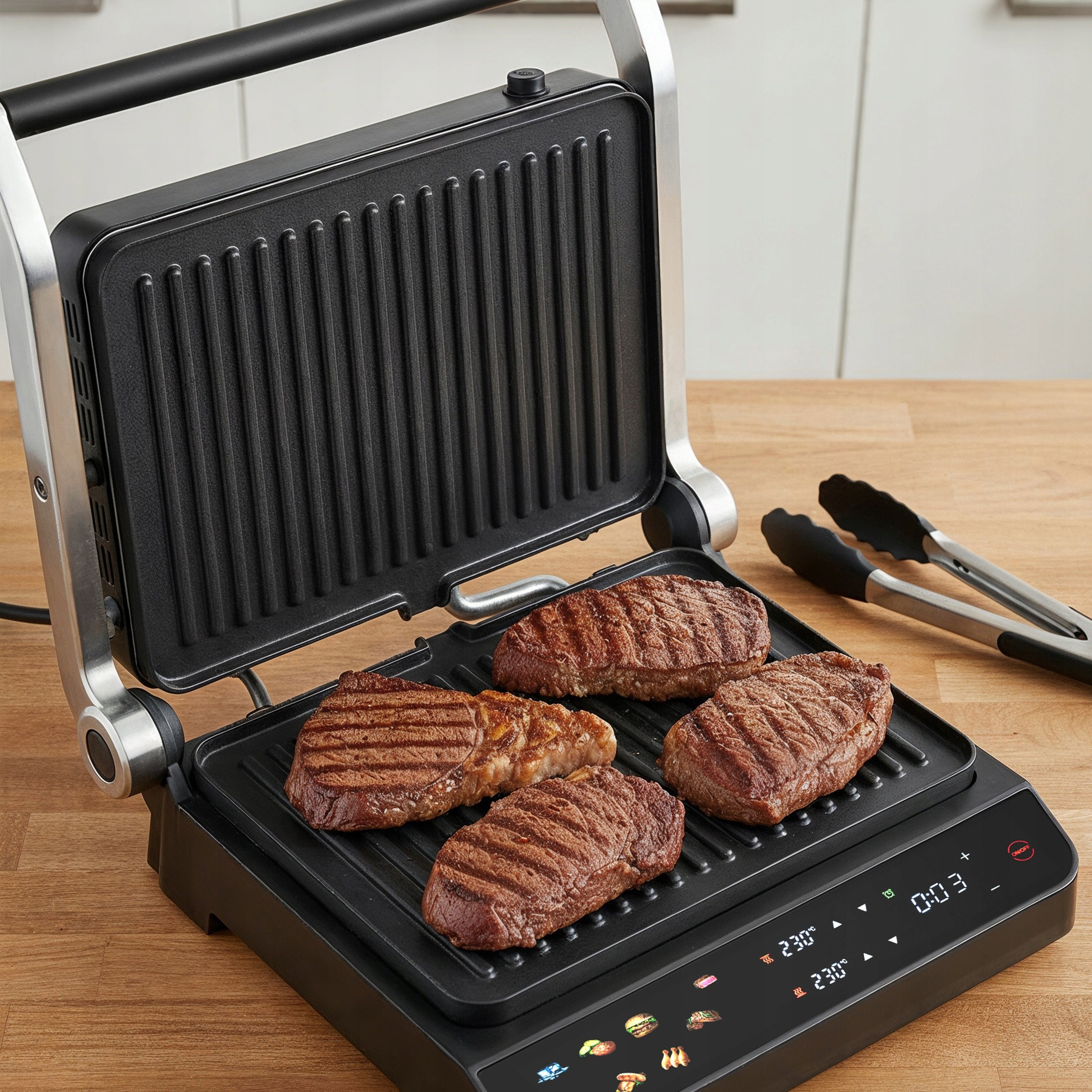 GRILL ELECTRIC TOASTER FOLDING TOASTER FOR SANDWICHES PANINI TIMER 2000W Dominant color black