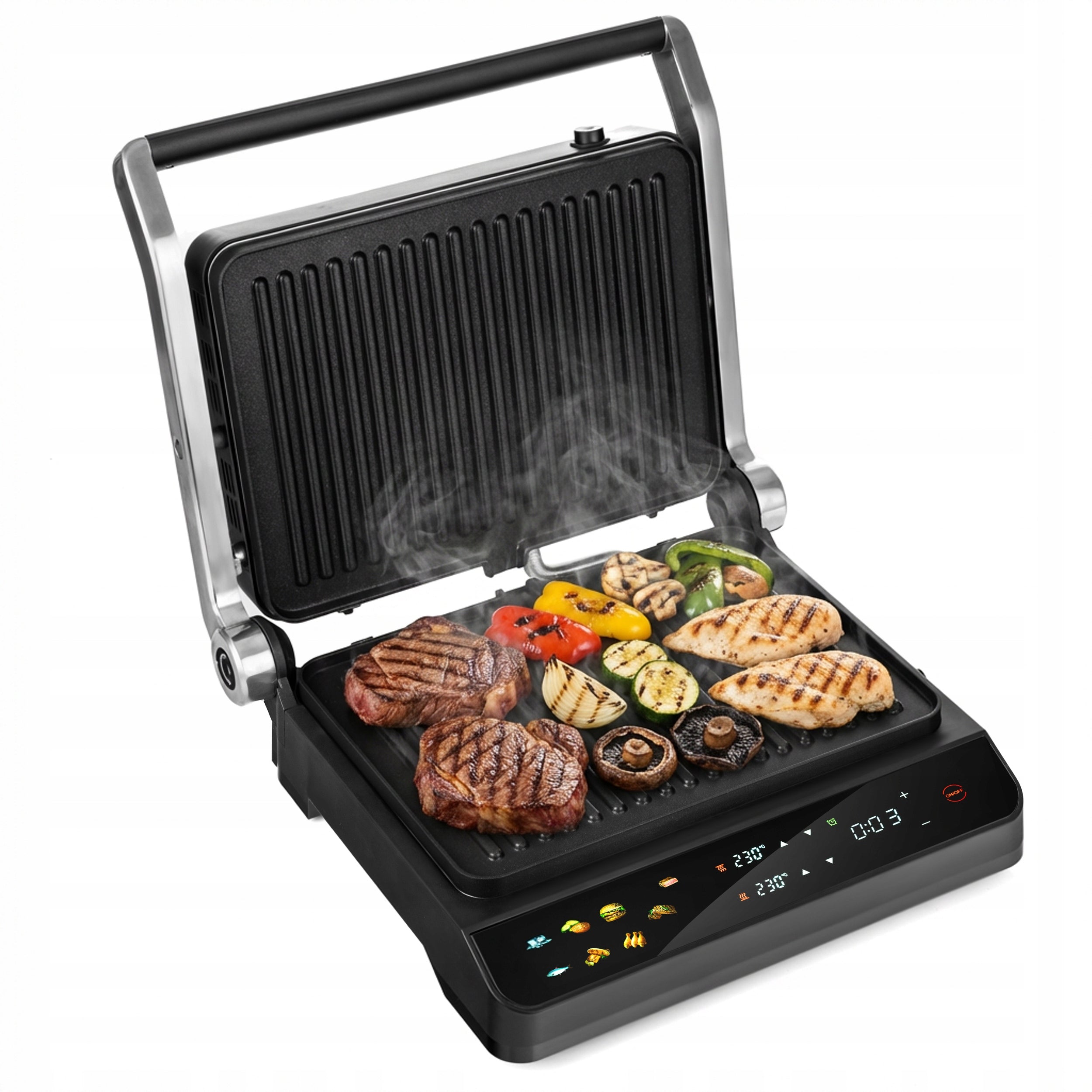 GRILL ELECTRIC TOASTER FOLDING TOASTER FOR SANDWICHES PANINI TIMER 2000W Temperature control yes