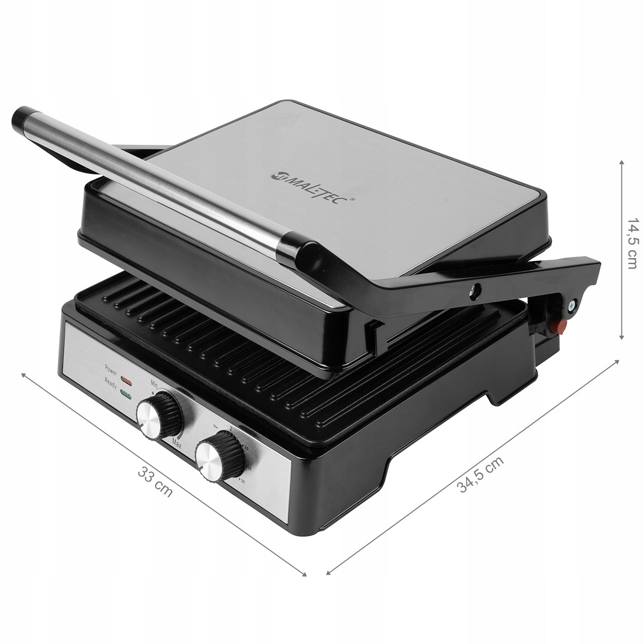 GRILL ELECTRIC TOASTER FOLDING TOASTER FOR SANDWICHES PANINI TIMER 2500W Brand Maltec