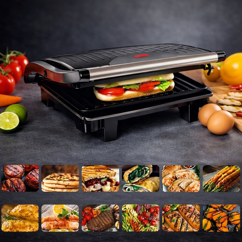 GRILL ELECTRIC TOASTER FOR PANINI SANDWICHES FOLDING STRONG Model Grill elektryczny