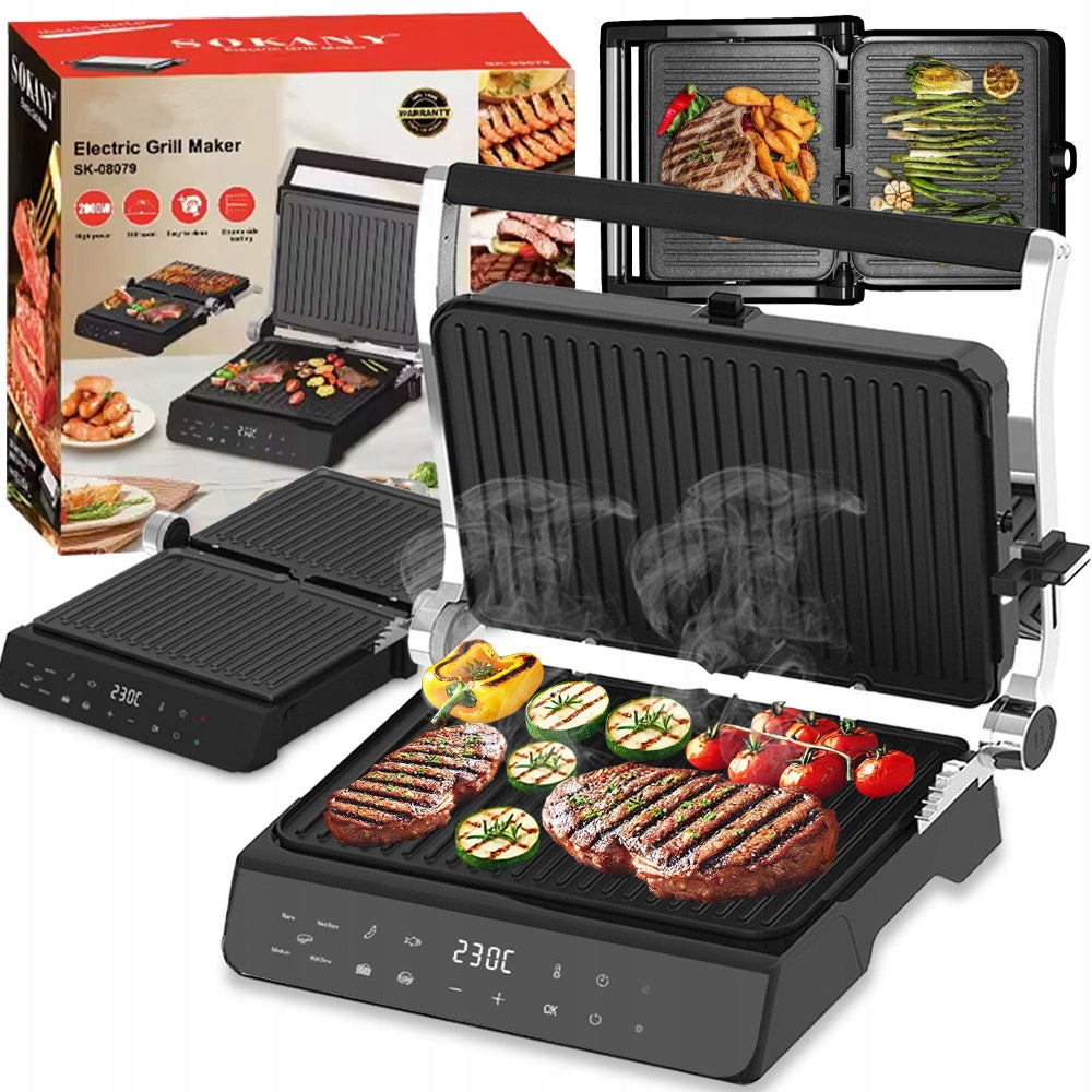 GRILL ELECTRIC TOASTER OVEN FOR PANINI KEBABA SANDWICHES FOLDING 2000W