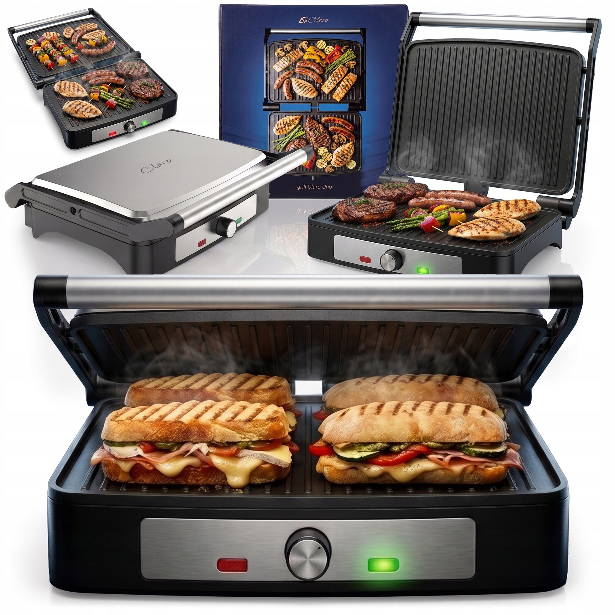 GRILL ELECTRIC TOASTER OVEN FOR PANINI SANDWICHES FOLDING STRONG 2200W