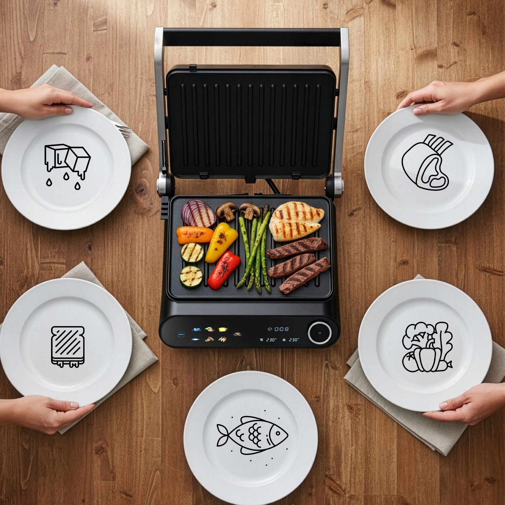 GRILL ELECTRIC TOASTER OVEN FOR PANINI SANDWICHES FOLDING TIMER 2200W Manufacturer code GRILL ELEKTRYCZNY LEHMANN OPIEKACZ DO PANINI