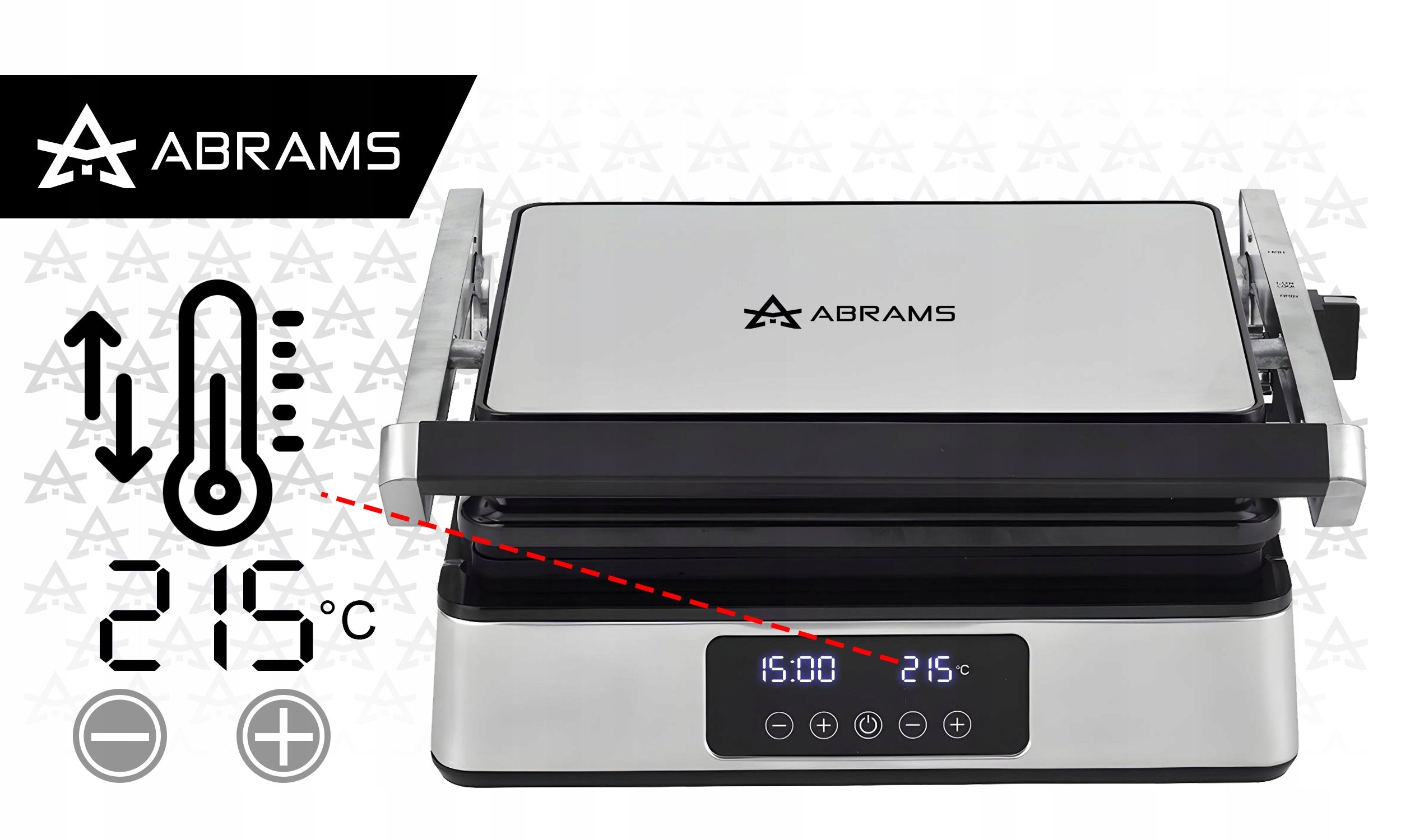 GRILL ELECTRIC WAFFLE MAKER TOASTER PANINI + WAFFLES LARGE POWER 2200W Brand Abrams