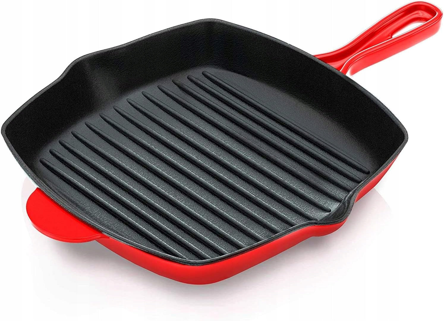 GRILL PAN 28 CM CAST IRON NUTRICHEF RED