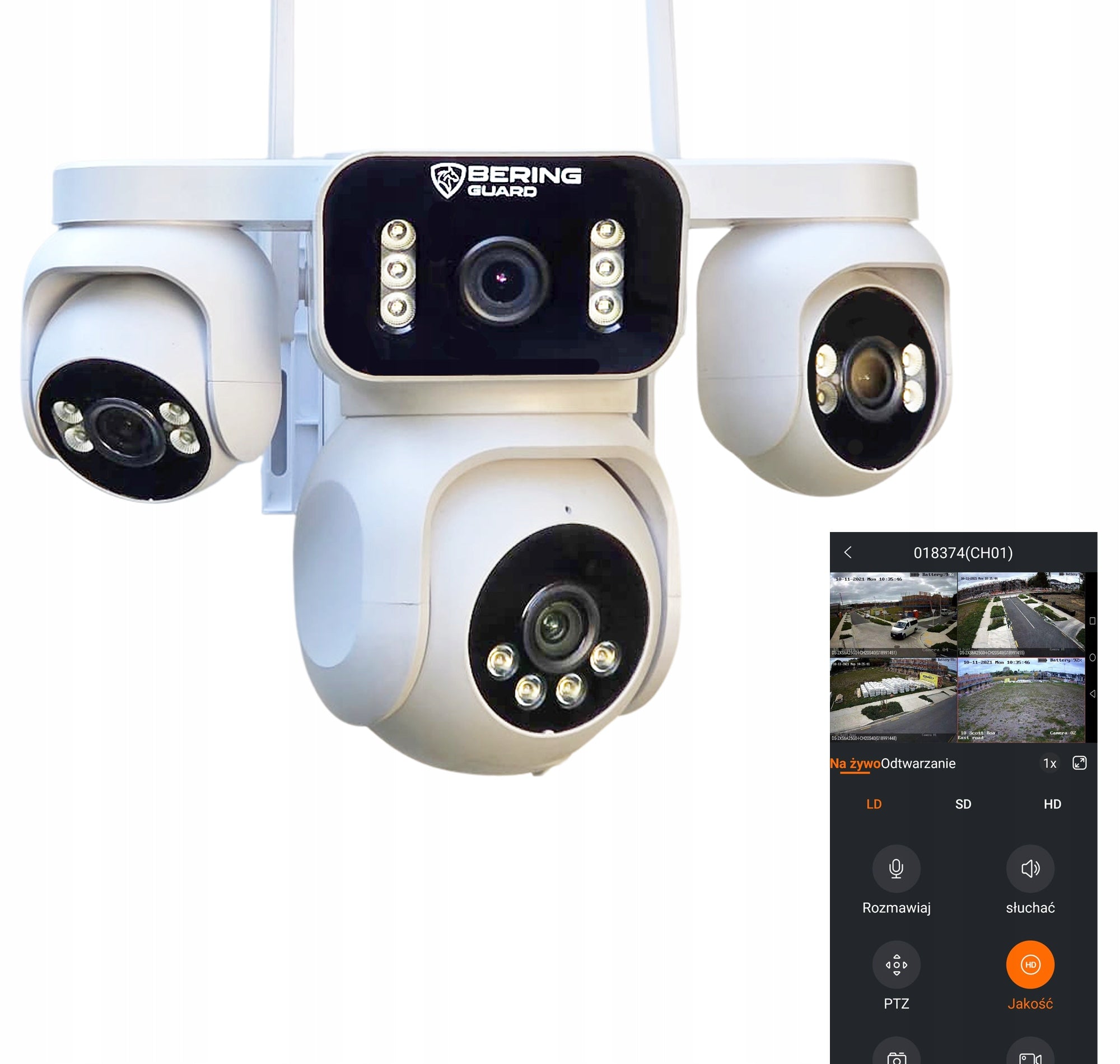 GSM SOLAR outdoor camera 4 INDEPENDENT ROTARY CAMERAS 6MPX Zoom BERING Packaging status original