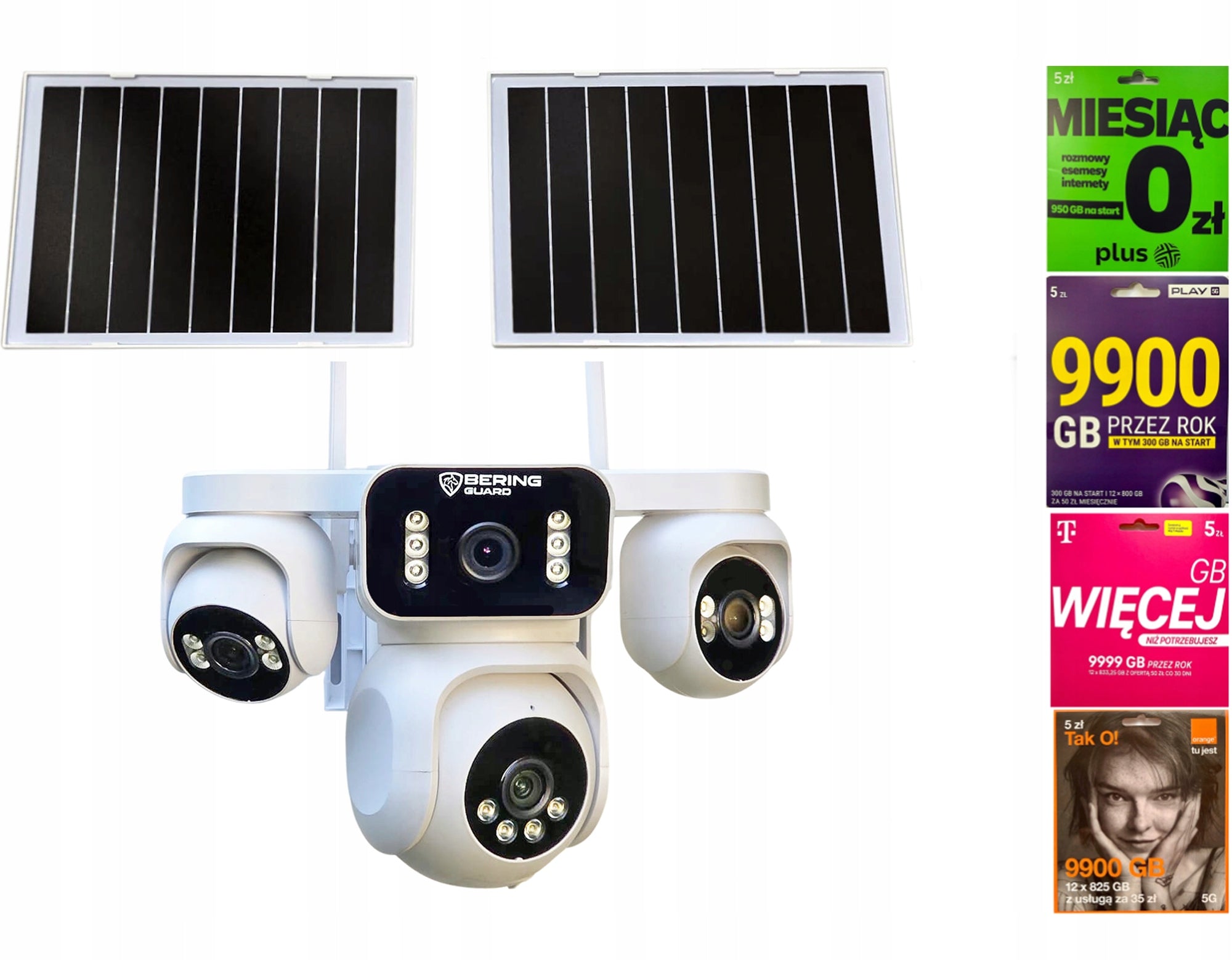 GSM SOLAR outdoor camera 4 INDEPENDENT ROTARY CAMERAS 6MPX Zoom BERING