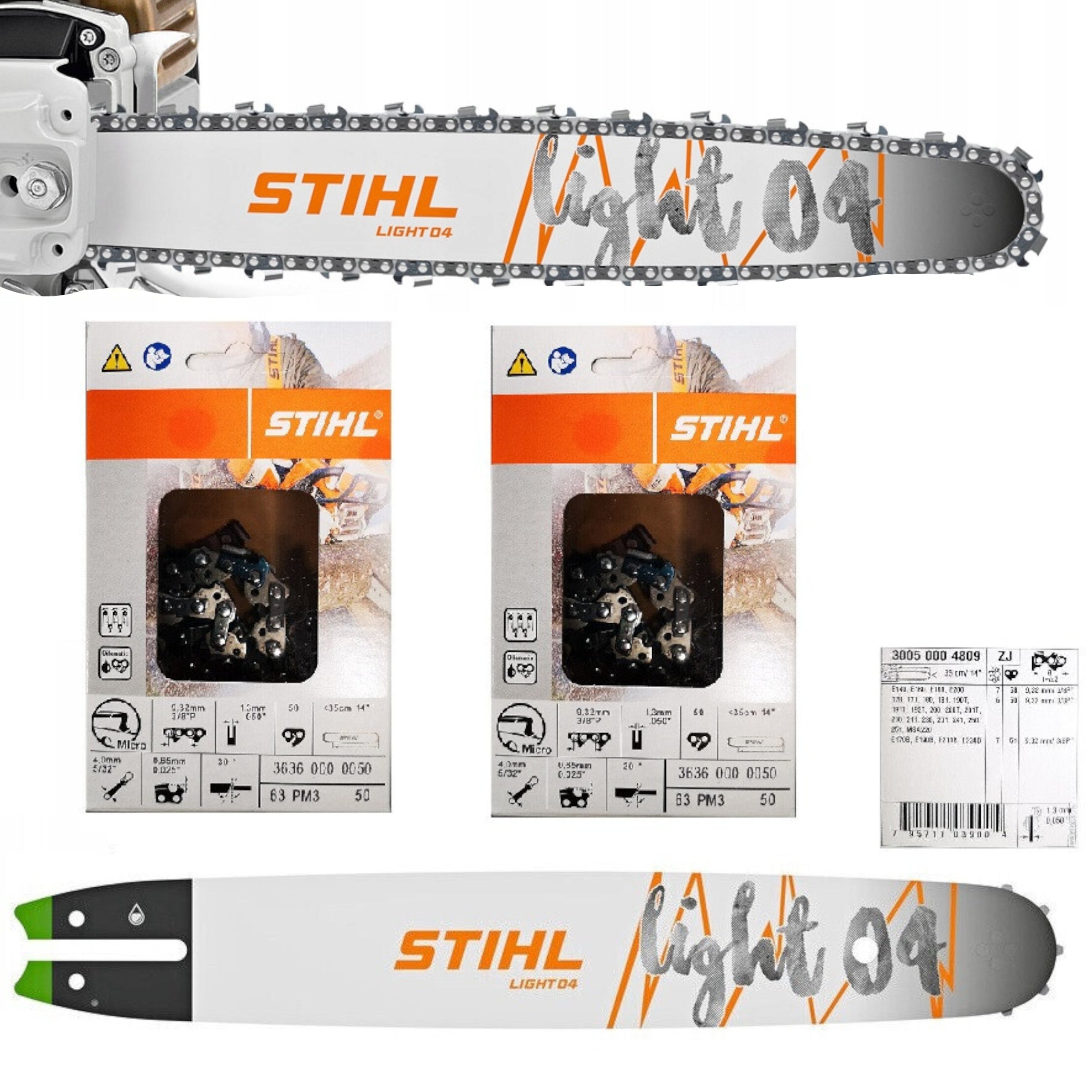 GUIDE 14" 35cm + 2 CHAINS FOR SAW STIHL 50og 3/8 1.3 MS180 MS210 230