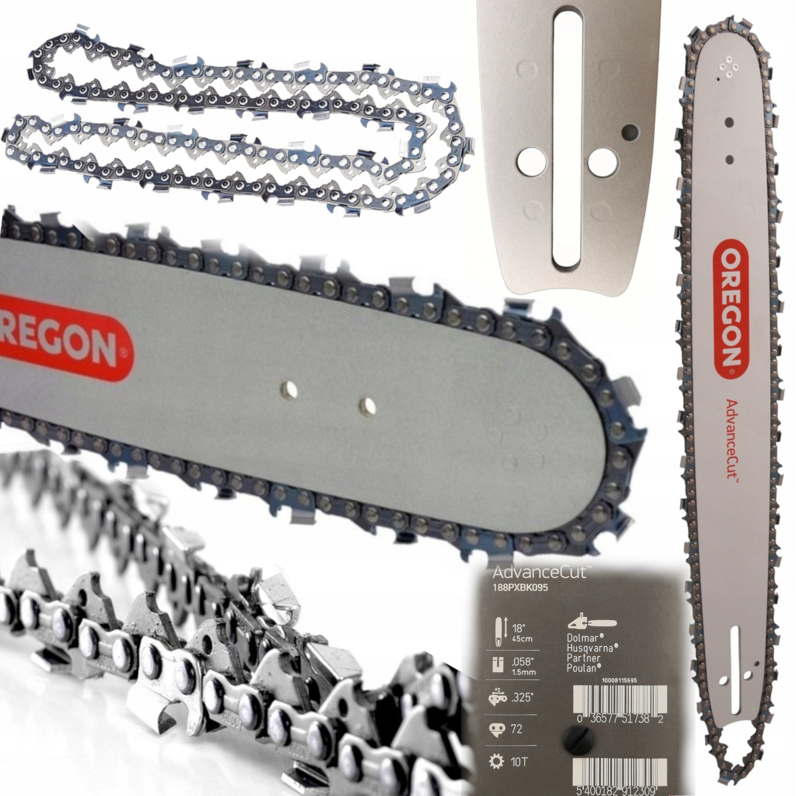 GUIDE OREGON 18'' 325 1,5 + CHAIN 72 LINKS FOR SAW HUSQVARNA MAKITA