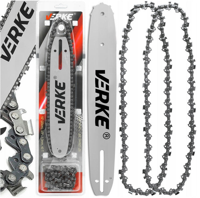 GUIDE WITH 2 CHAINS COMBUSTION SAW 10" 25cm 3/8" 1,3mm 40o