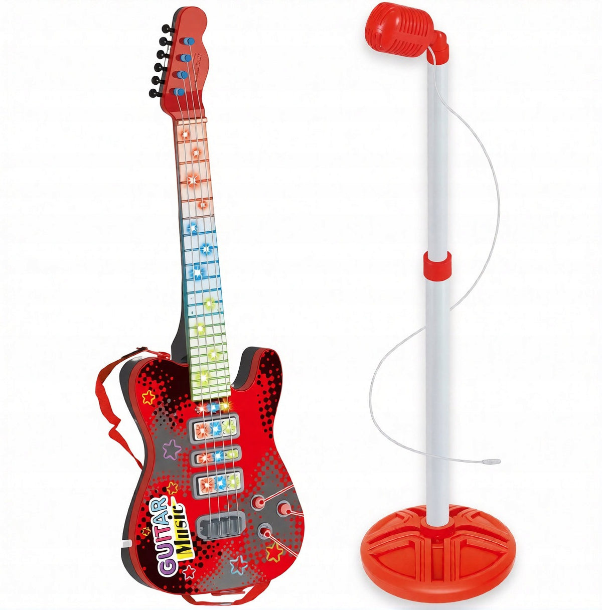 GUITAR WITH MICROPHONE LIGHT SOUND SET FOR KIDS FOR KARAOKE INTRUMENT Kind guitar