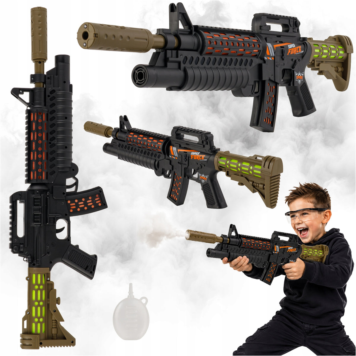 GUN BATTERY OPERATED RIFLE LIGHT SOUND SOLDIER WATER VAPOR FOR CHILDREN
