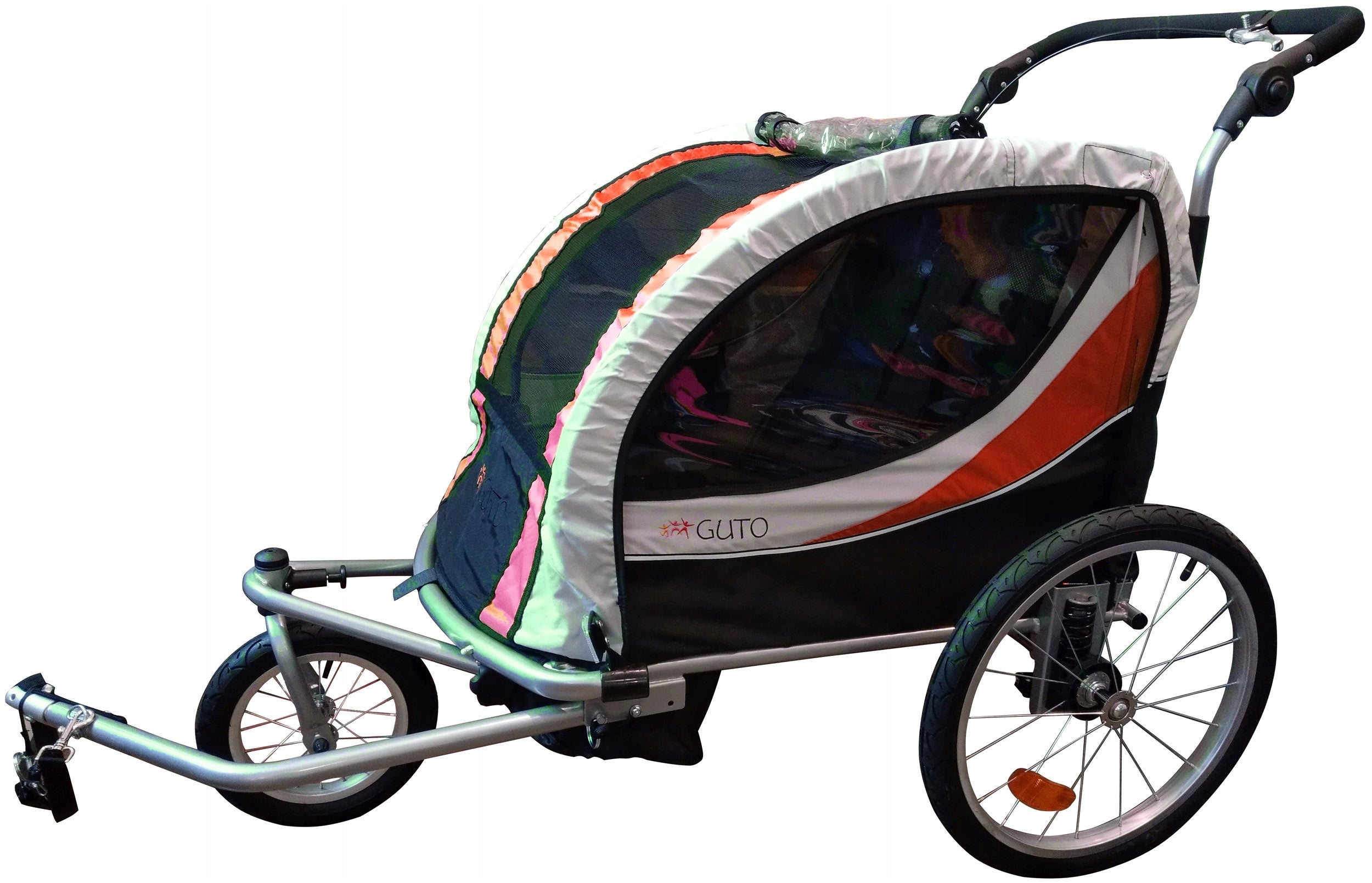GUTO Bicycle Trailer Trolley DELUXE 2in1 HOL for 2 children up to 40kg RED/GREY EAN (GTIN) 5906667740745