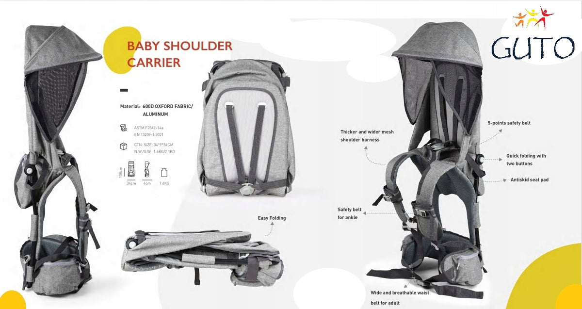 GUTO HIKING RAM, SUPER LIGHTWEIGHT GREY SPORTS HIKING CARRIER for kids Brand Guto