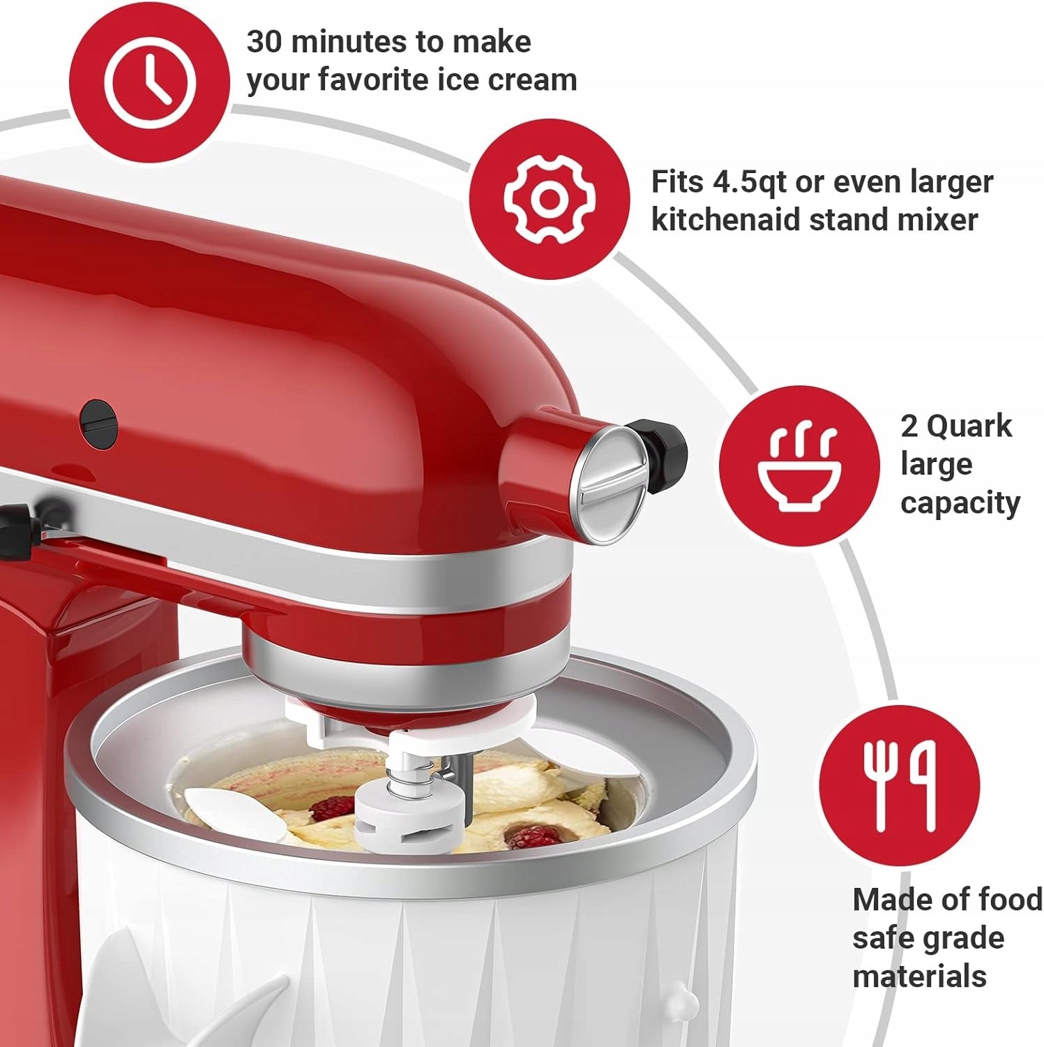 GVODE KitchenAid Ice Cream Attachment 4,5-5QT Ice Cream Machine 2QT Brand no brand