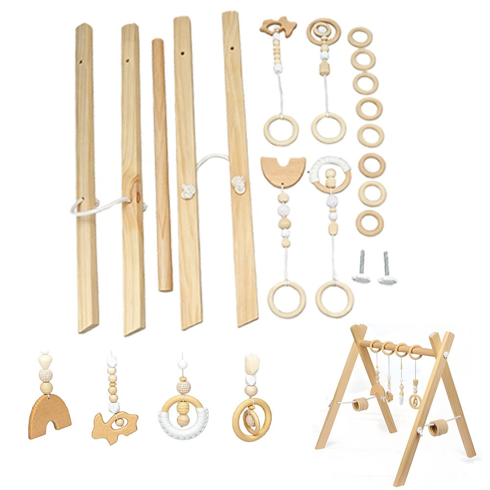 GYM FOR BABIES – WOODEN, EDUCATIONAL, WITH 4 PENDANTS