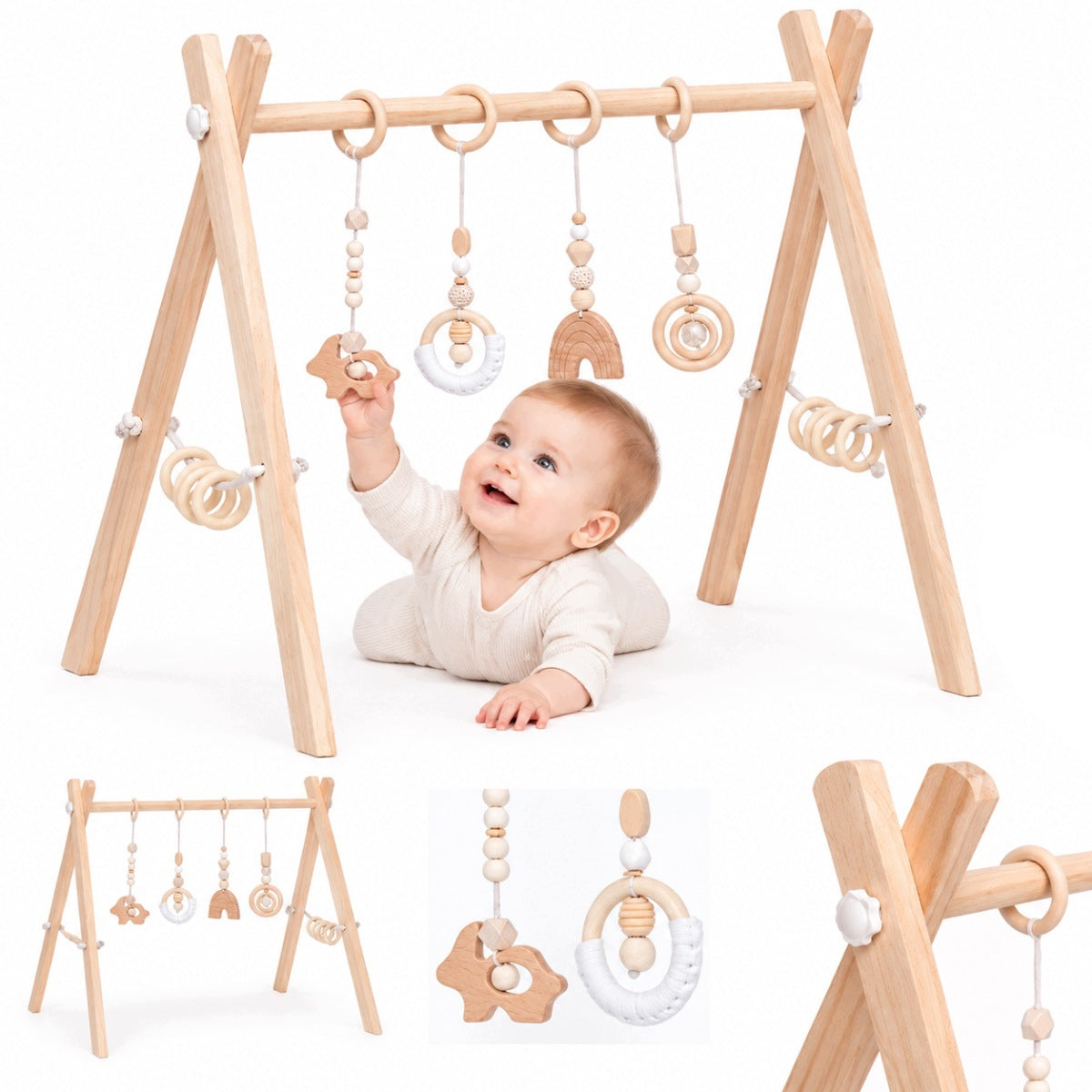 GYM FOR CHILDREN WOODEN WITH DETACHABLE EDUCATIONAL TOYS FOLDING