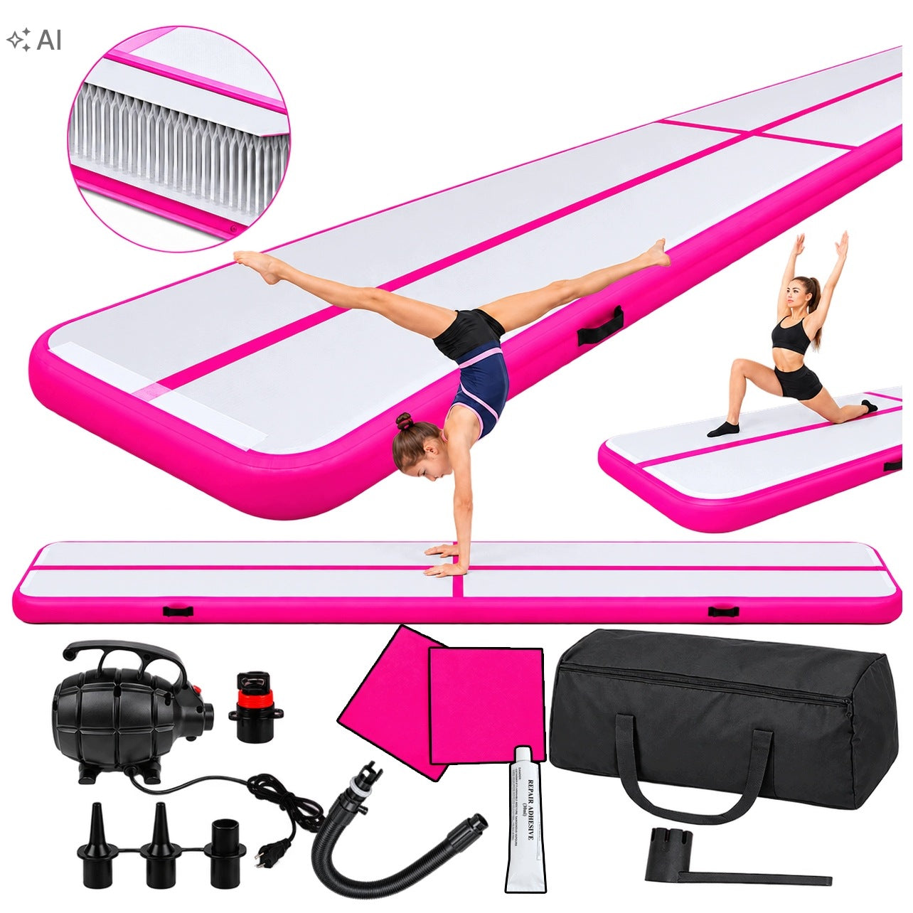 GYMNASTIC MAT Acrobatic Path AIR MAT Inflatable Mattress Pump 5M