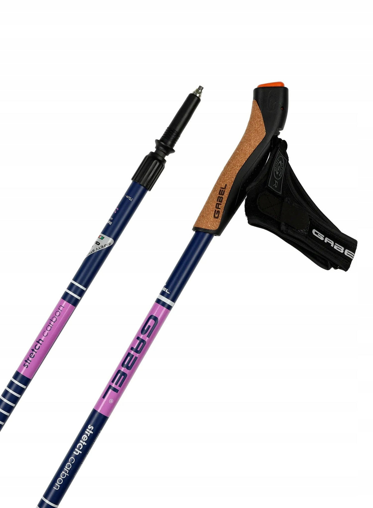 Gabel Stretch Carbon Nordic walking poles - lilac Length when folded 75 cm
