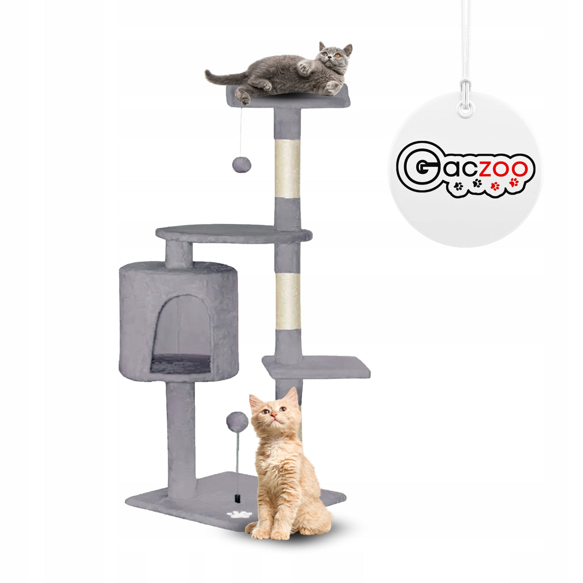 Gaczoo Cat scratcher large tower bed 40 x 40 x 116 cm light grey