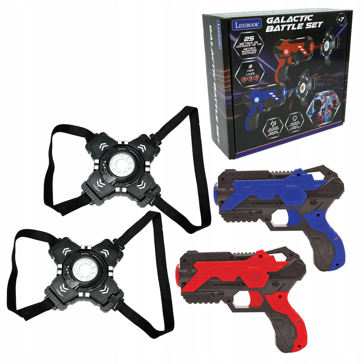 Galactic Battle Set laser game 2 laser GUNS 25m armor