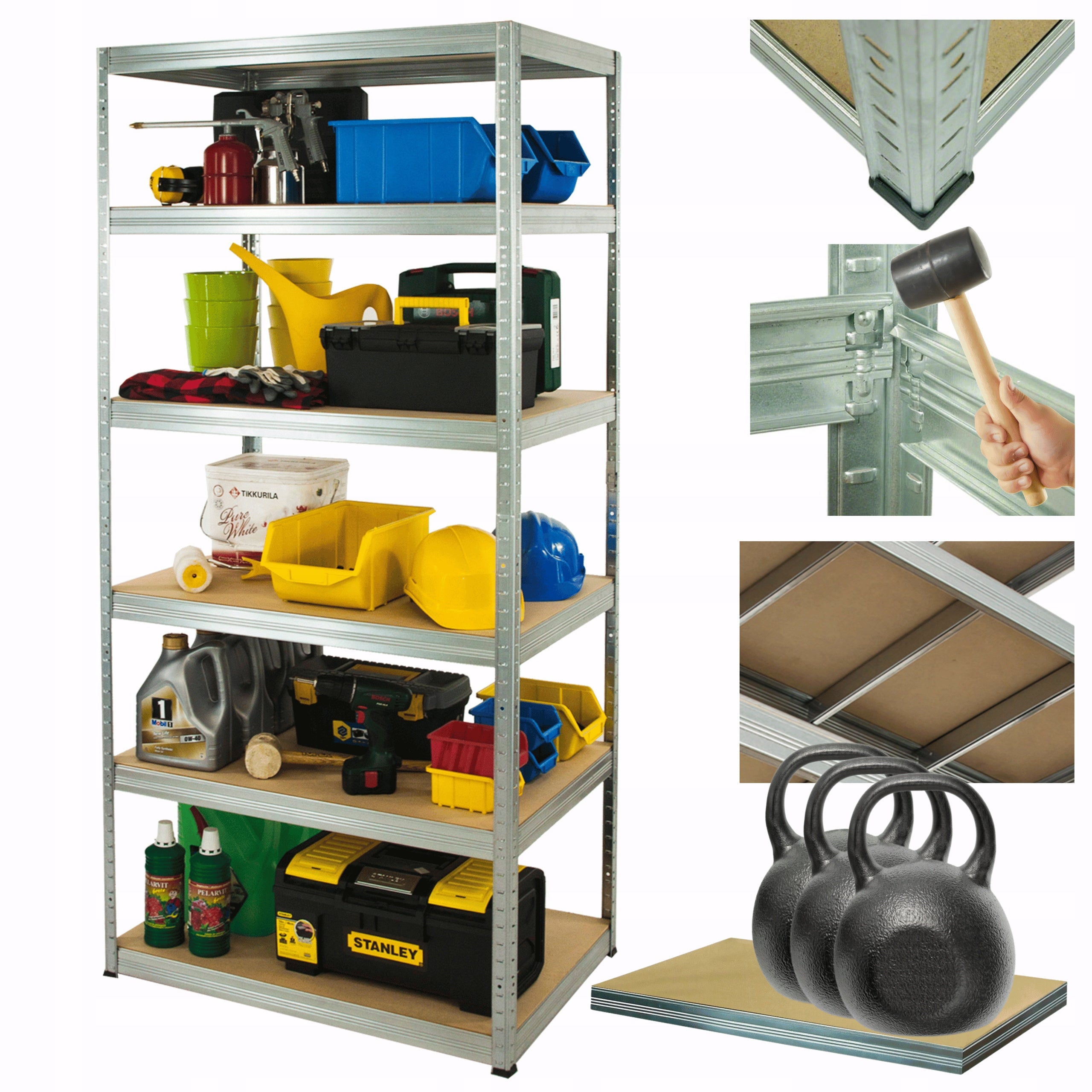 Galvanized Metal Storage Rack HELIOS 213x100x50cm 6Px350kg SOLID