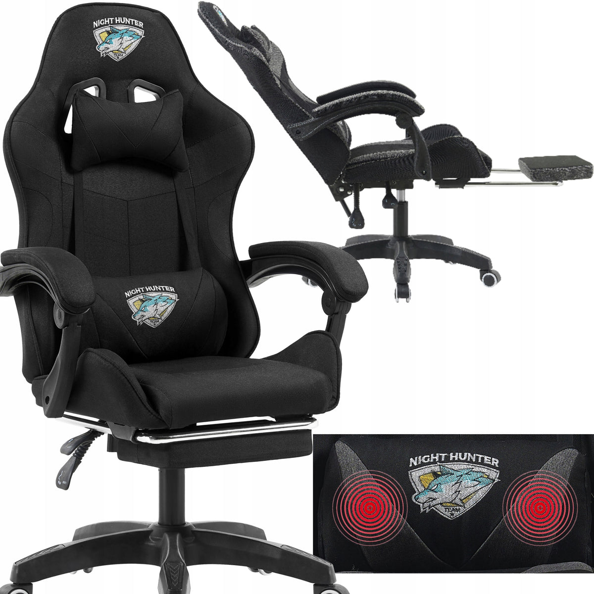 Gaming Chair Computer FABRIC ROTATING Gaming Chair Footrest MASSAGE!