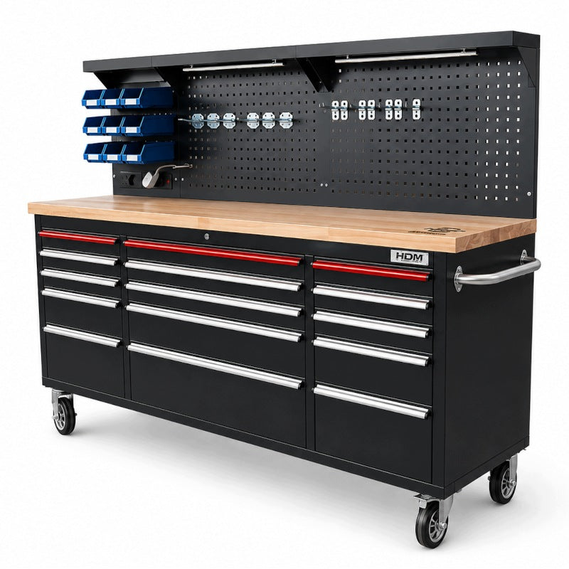 Garage Furniture Workshop Trolley Cabinet Table XXL ON WHEELS LED HOOKS HDM