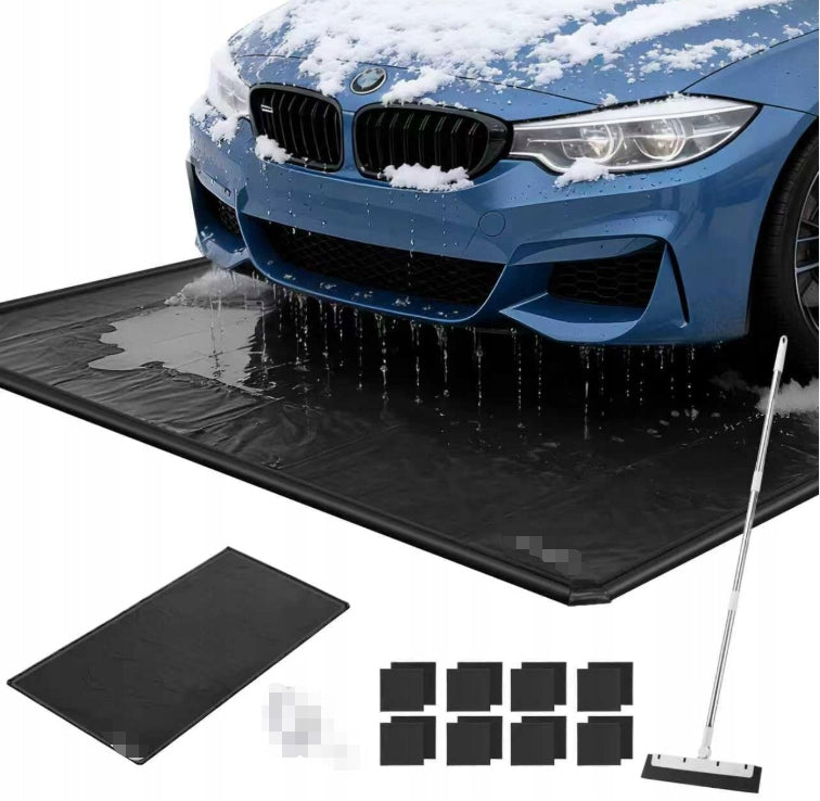 Garage Parking Mat, 1000D PVC, Non-Slip, 3cm Raised Edge, Black, 241×549cm