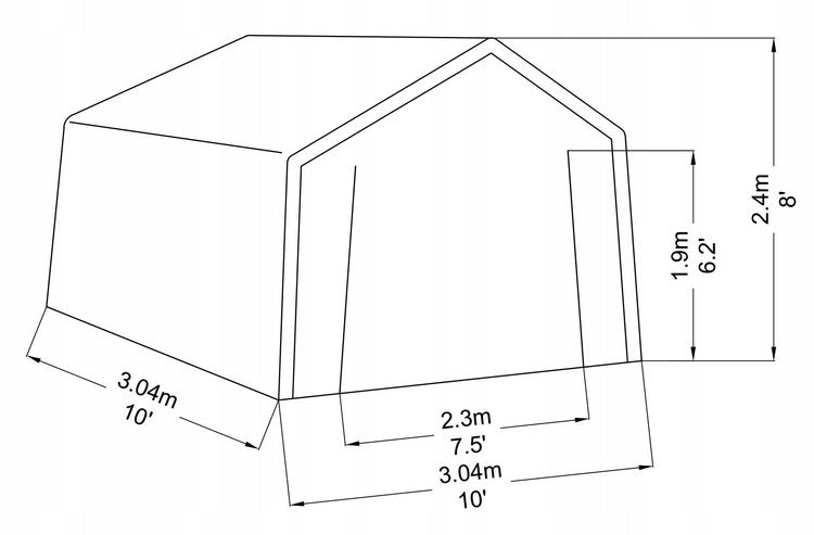 Garage Pavilion Garage Tent Year-round 3x3 x 2,4m Grey Manufacturer Hamron