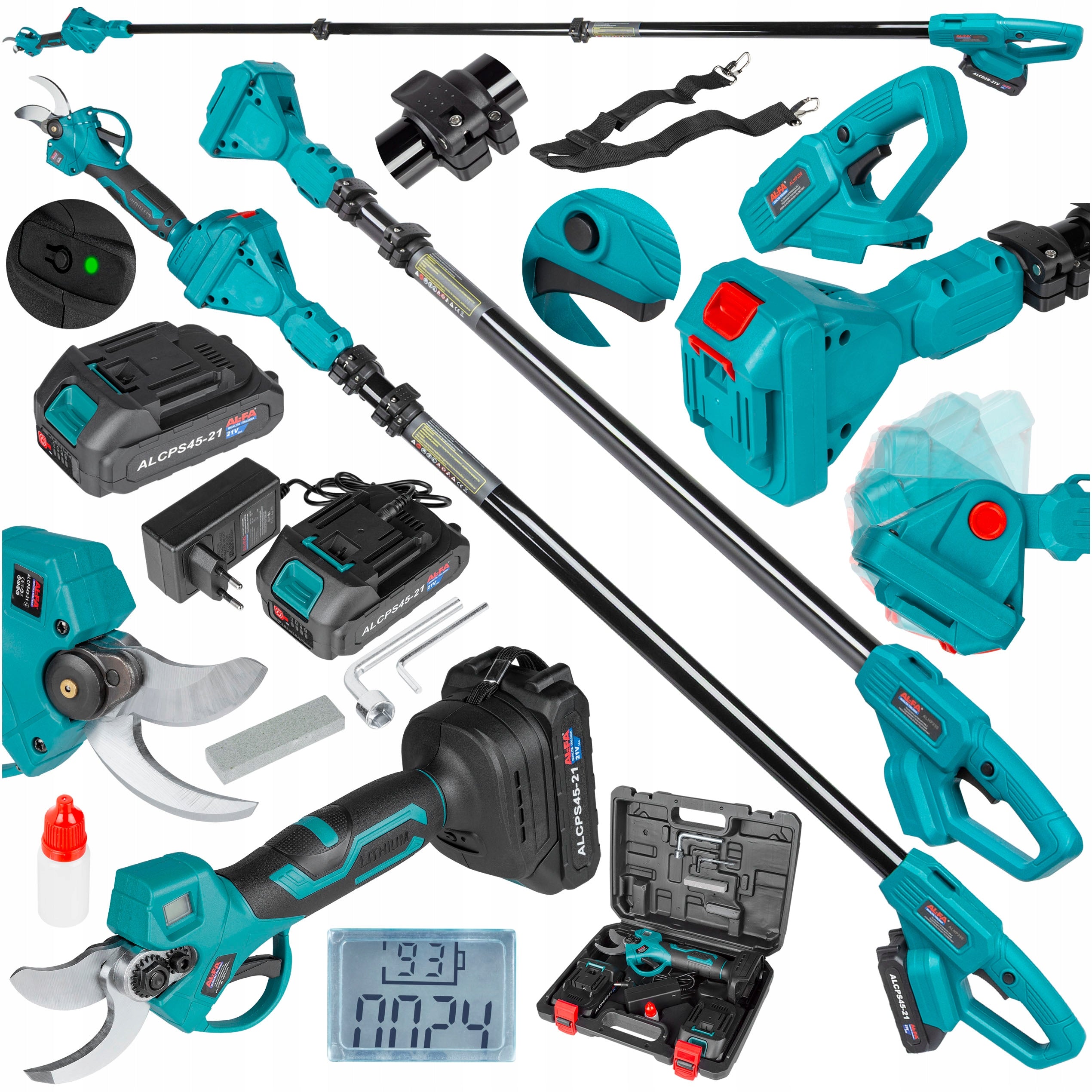 Garden BATTERY PRUNER FOR Branch TELESCOPIC BOOM 250CM set