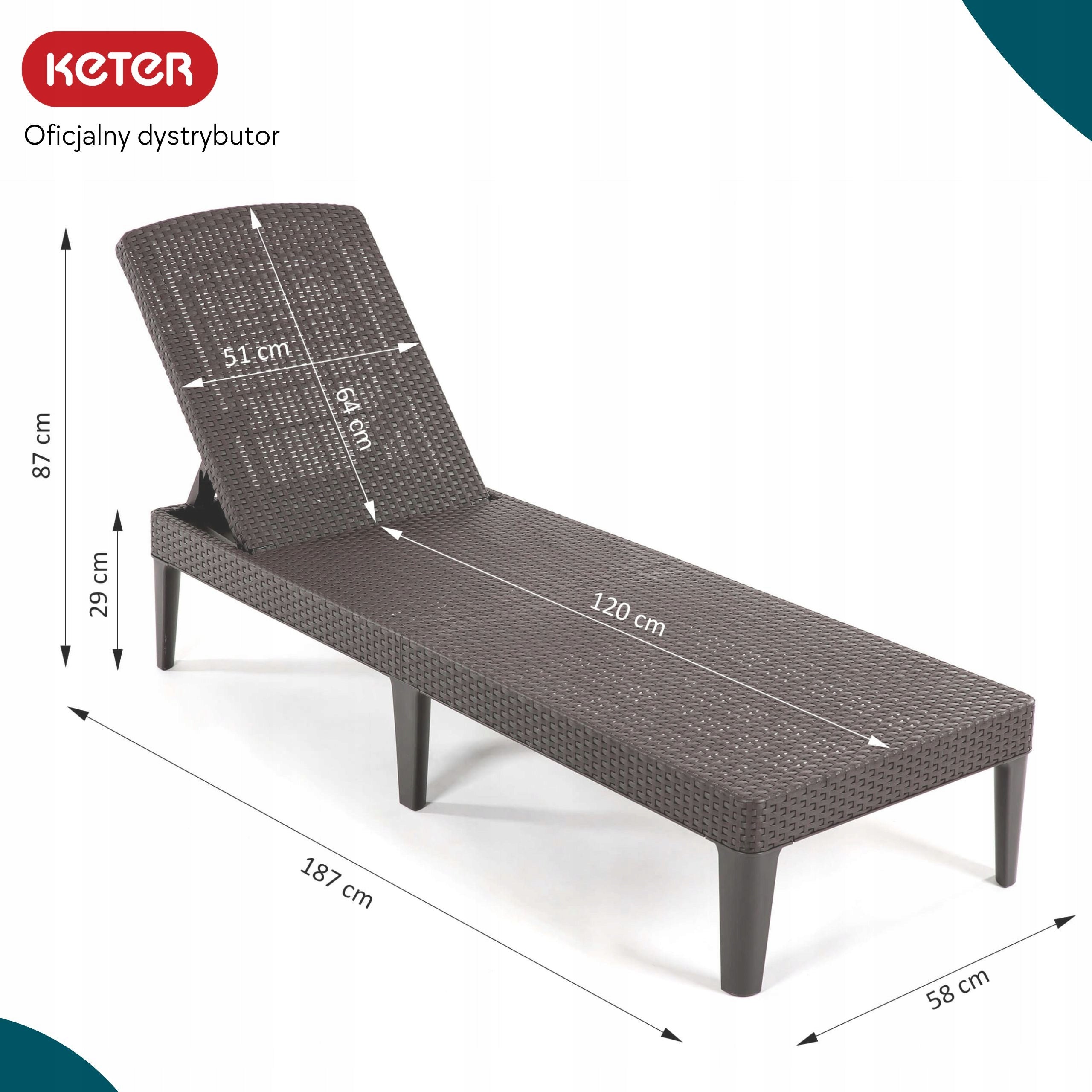 Garden Beach Lounger for Swimming Pool Terrace JAIPUR GRAPHITE Packaging status original