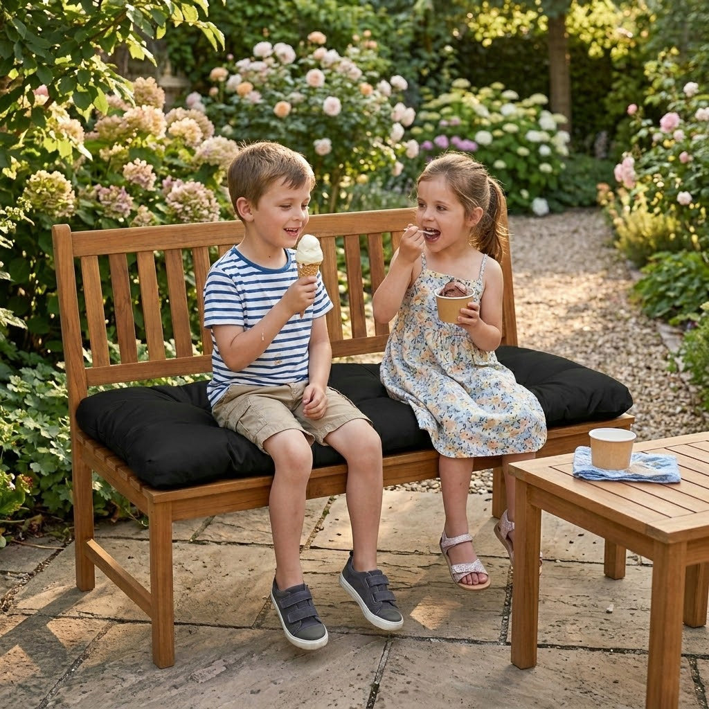 Garden Cushion for Bench Swing 100x50 Quilted Soft Durable BLACK Line prosta
