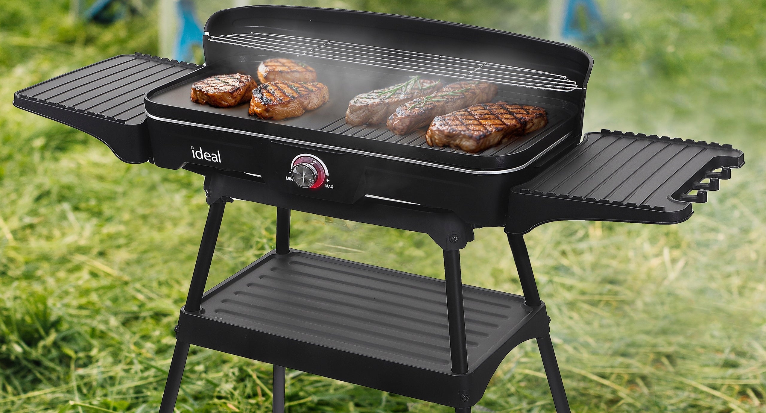 Garden Electric Grill Large 5in1 Standing Table Folding Smokeless IDEAL Packaging status original