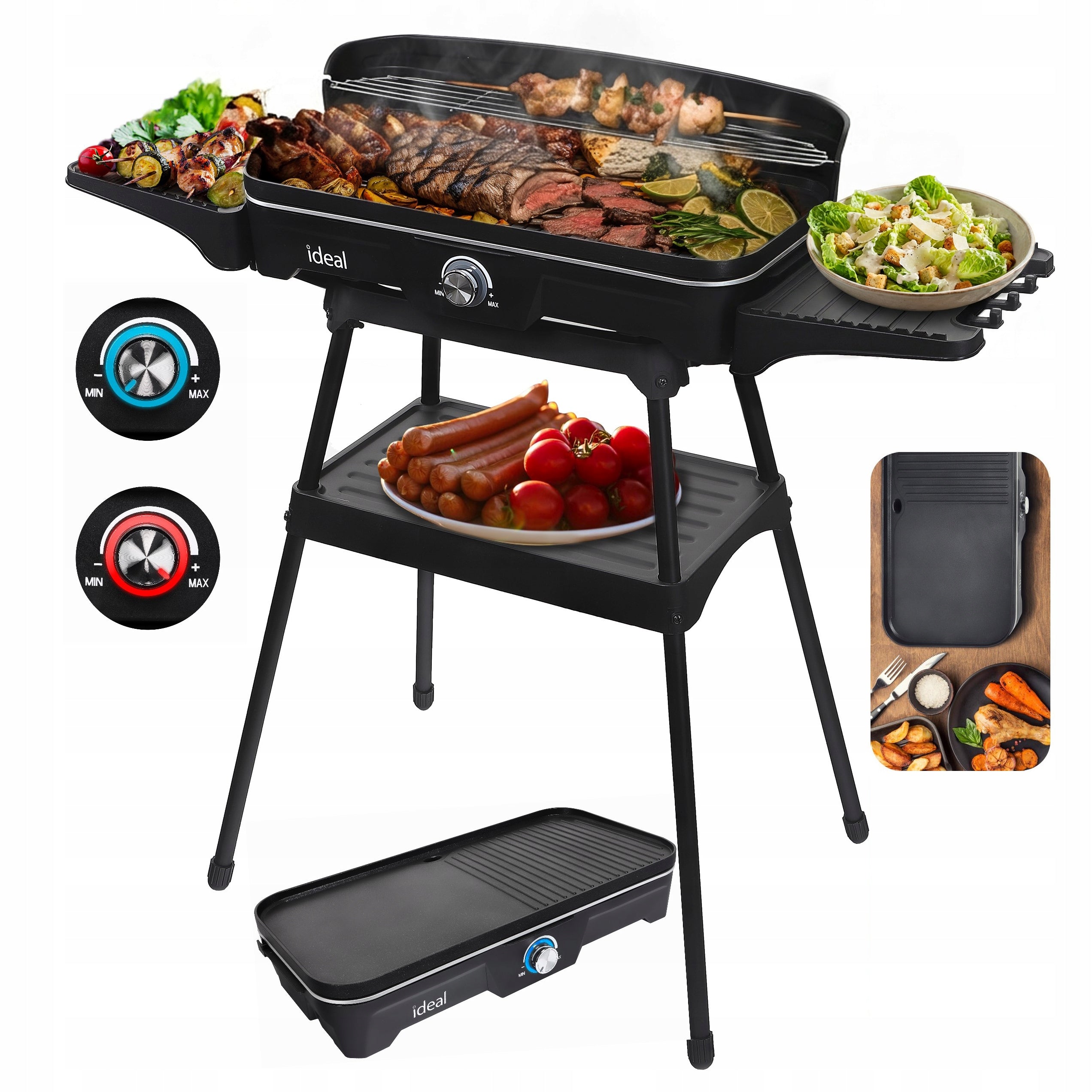 Garden Electric Grill Large 5in1 Standing Table Folding Smokeless IDEAL