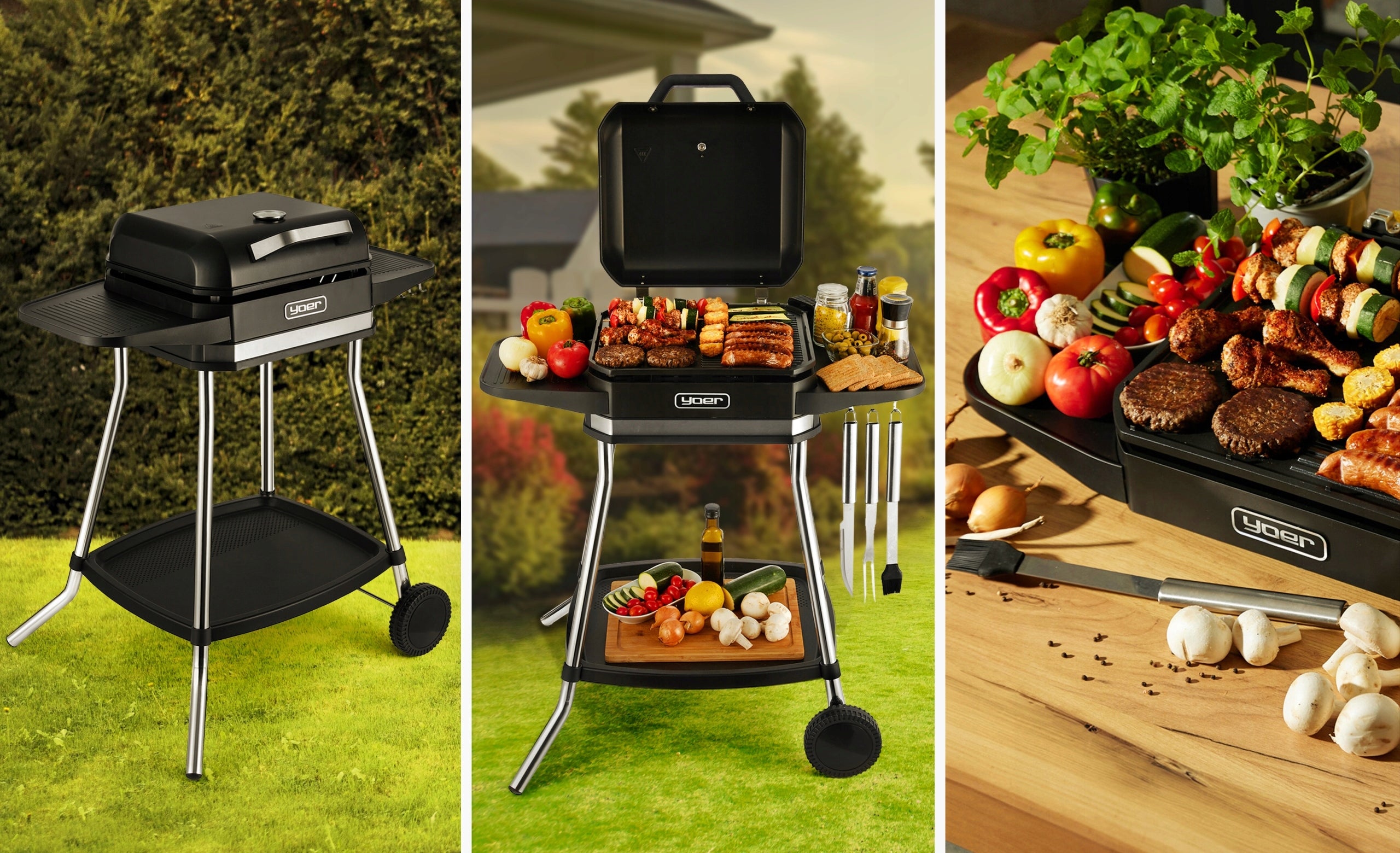 Garden Electric Grill Large 5in1 Standing Yoer 3050W +Cover +THERMOMETER Packaging status original