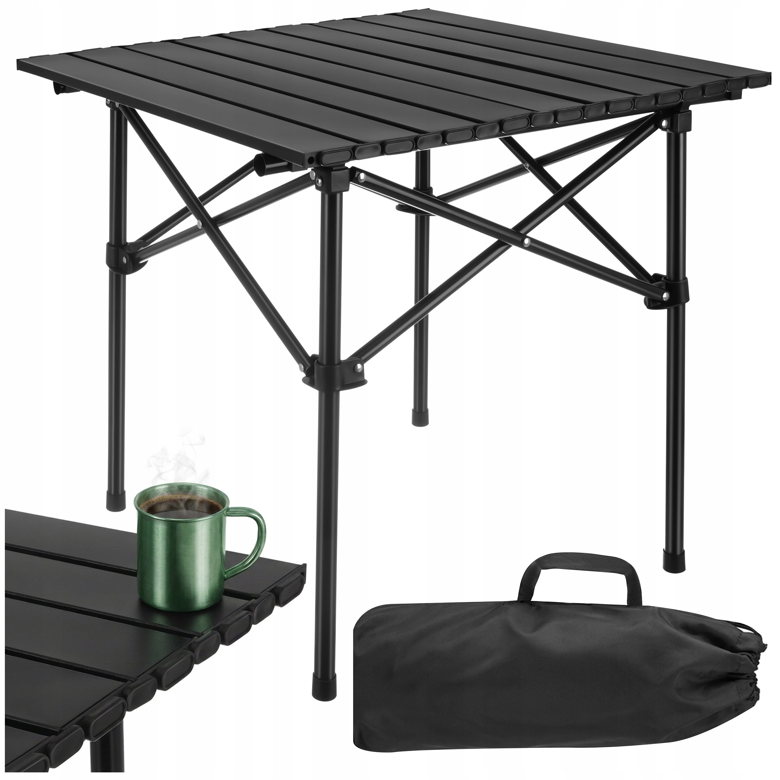 Garden Folding Table Tourist Folding Table for Balcony Terrace Black