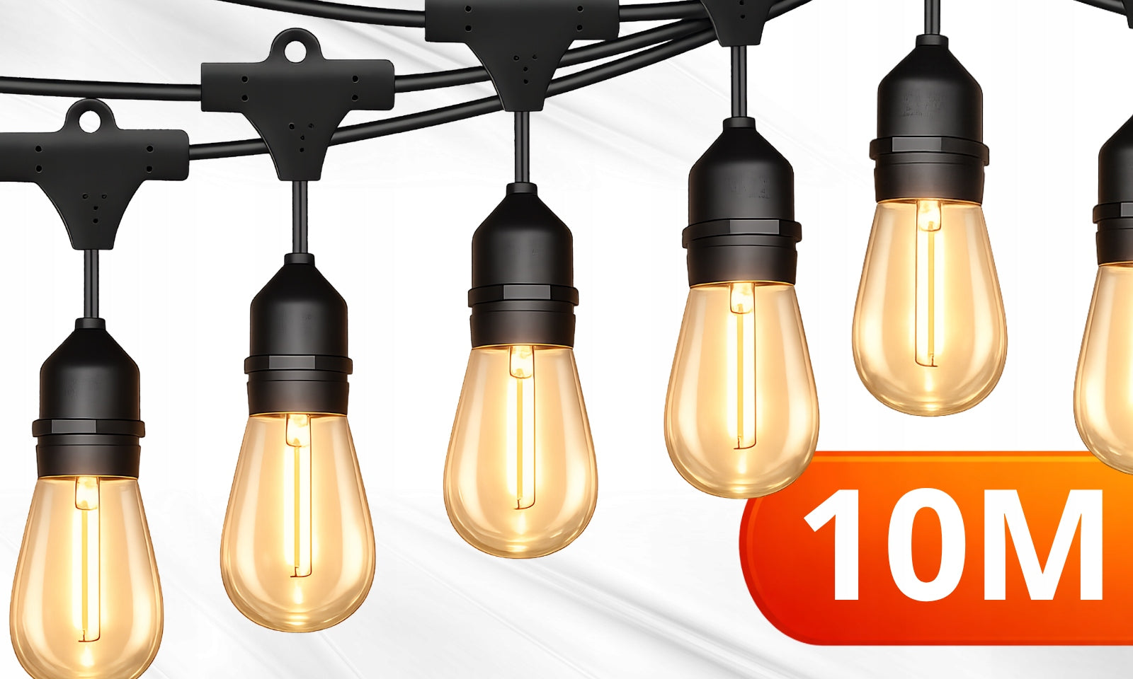 Garden GARLAND Light 10M 10X LED Bulb E27 Waterproof Lights THICK Packaging status original