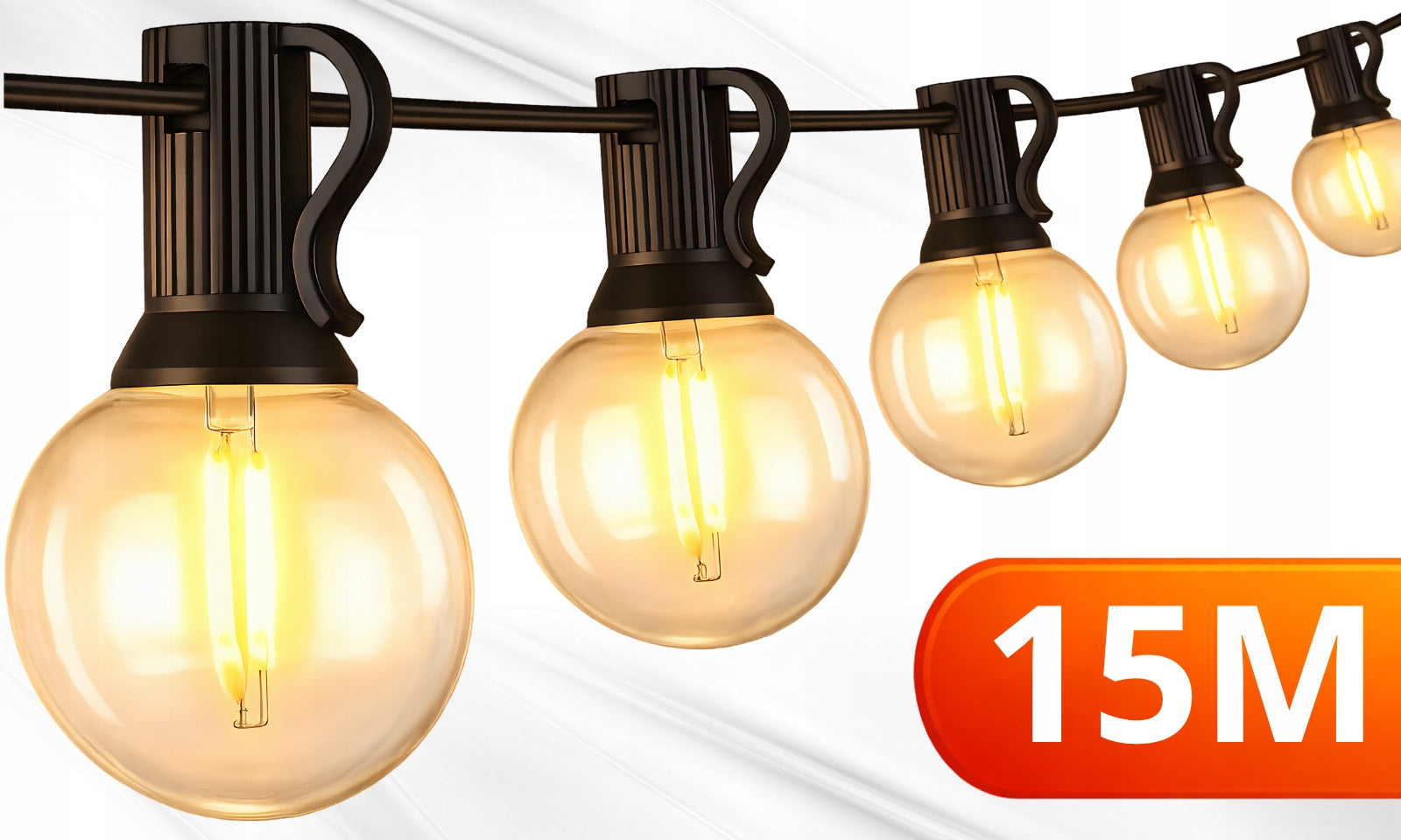 Garden GARLAND Light 15M 25X LED Bulb E12 Waterproof Lights THICK Packaging status original