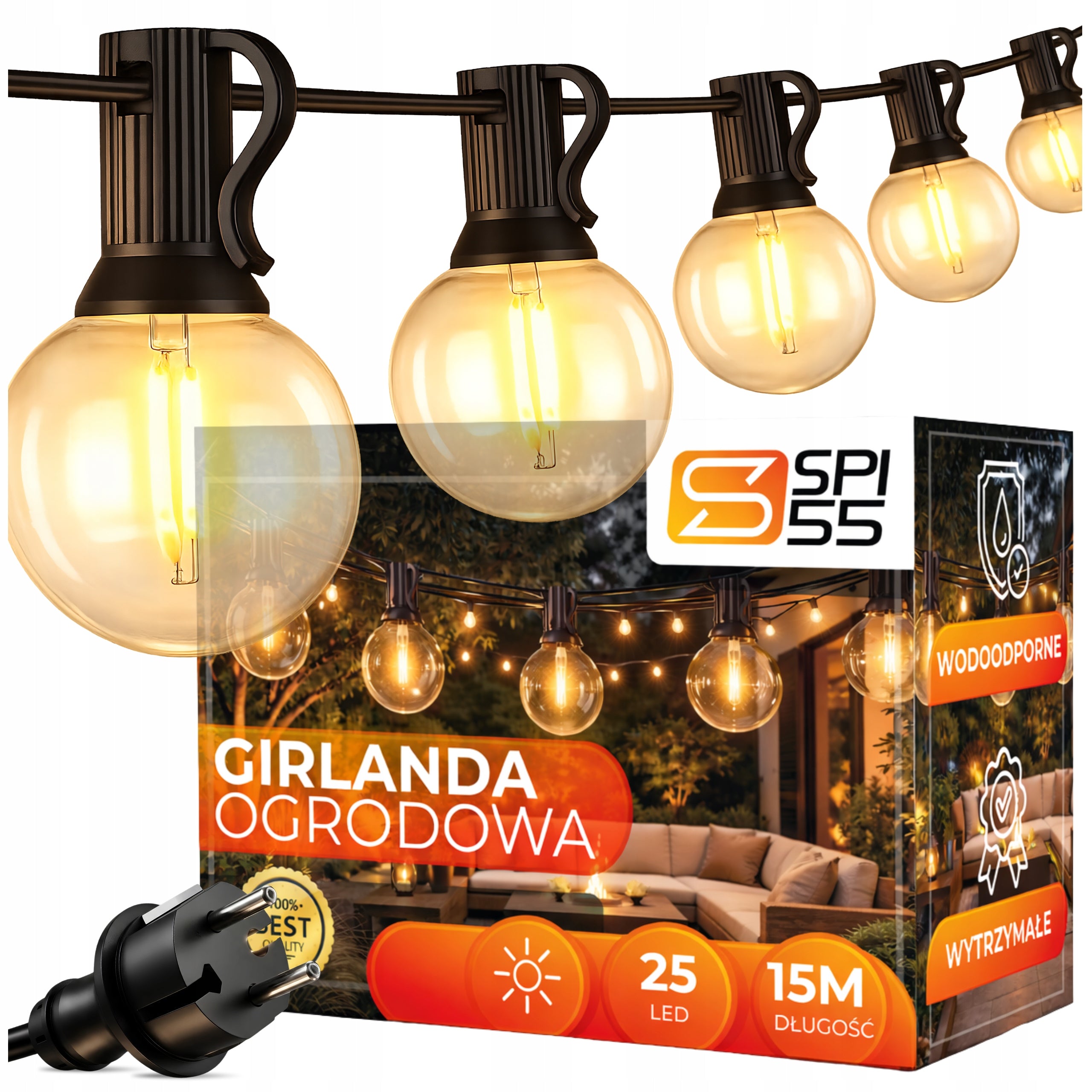 Garden GARLAND Light 15M 25X LED Bulb E12 Waterproof Lights THICK