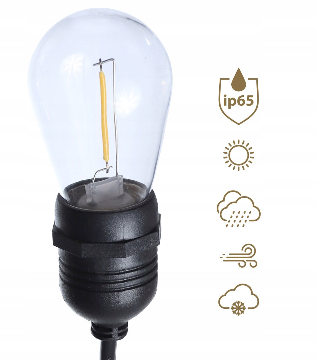 Garden Garland Light 10M 20X Bulb LED E27 + Waterproof Cable Brand Led